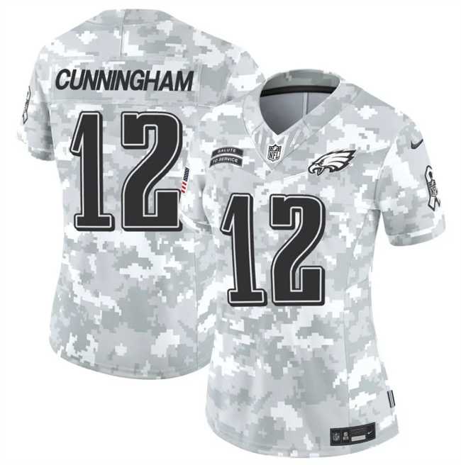 Womens Philadelphia Eagles #12 Randall Cunningham 2024 F.U.S.E Arctic Camo Salute To Service Limited Stitched Jersey Dzhi